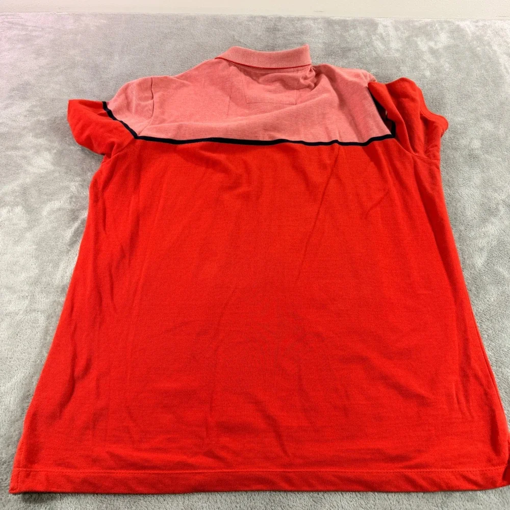 Banana Republic Polo Shirt Mens XL Red Colorblock Birdseye Block 457621-00